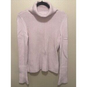 White House Black Market‎ Pink Knit Funnel Neck Long Sleeve Fitted Sweater